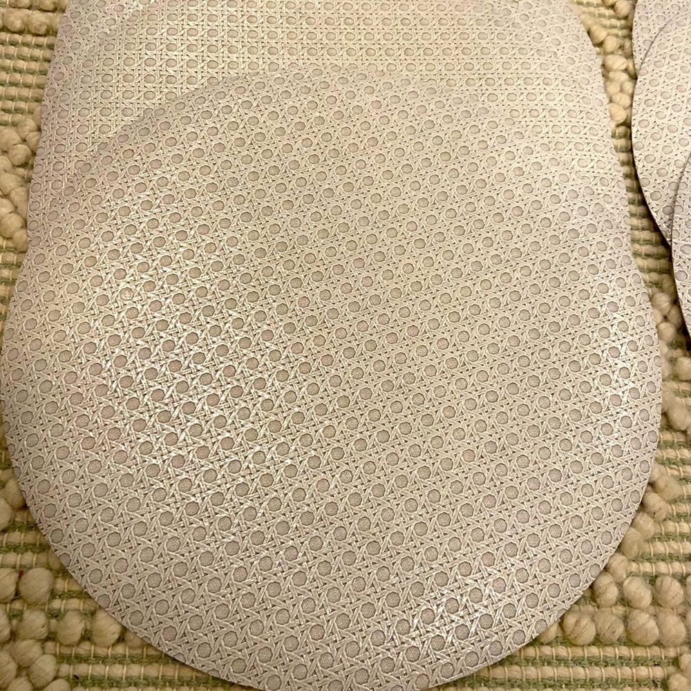 Crate and Barrel PVC Round Placemats- Cane Print Set of 6